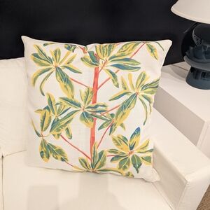 Tropical Leaf Print Throw Pillow